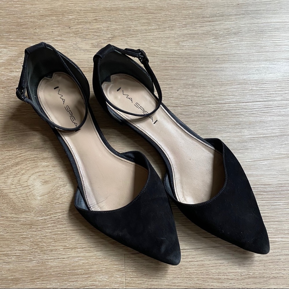 Via Spiga Black Suede Pointed Toe D’Orsay Flat - Picture 5 of 6